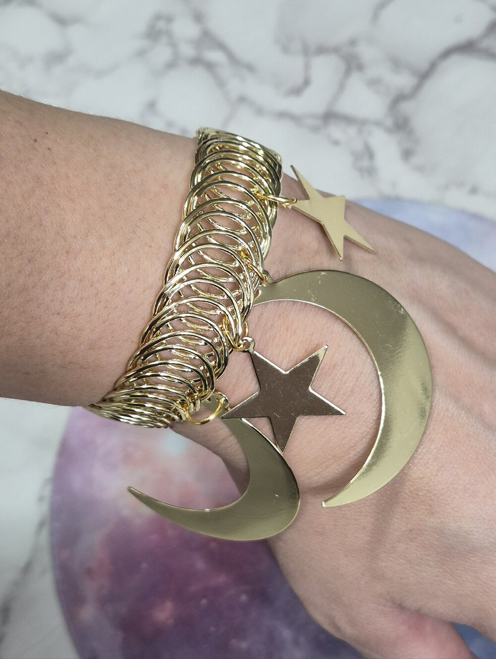 Gold Moon & Star Charm Bracelet